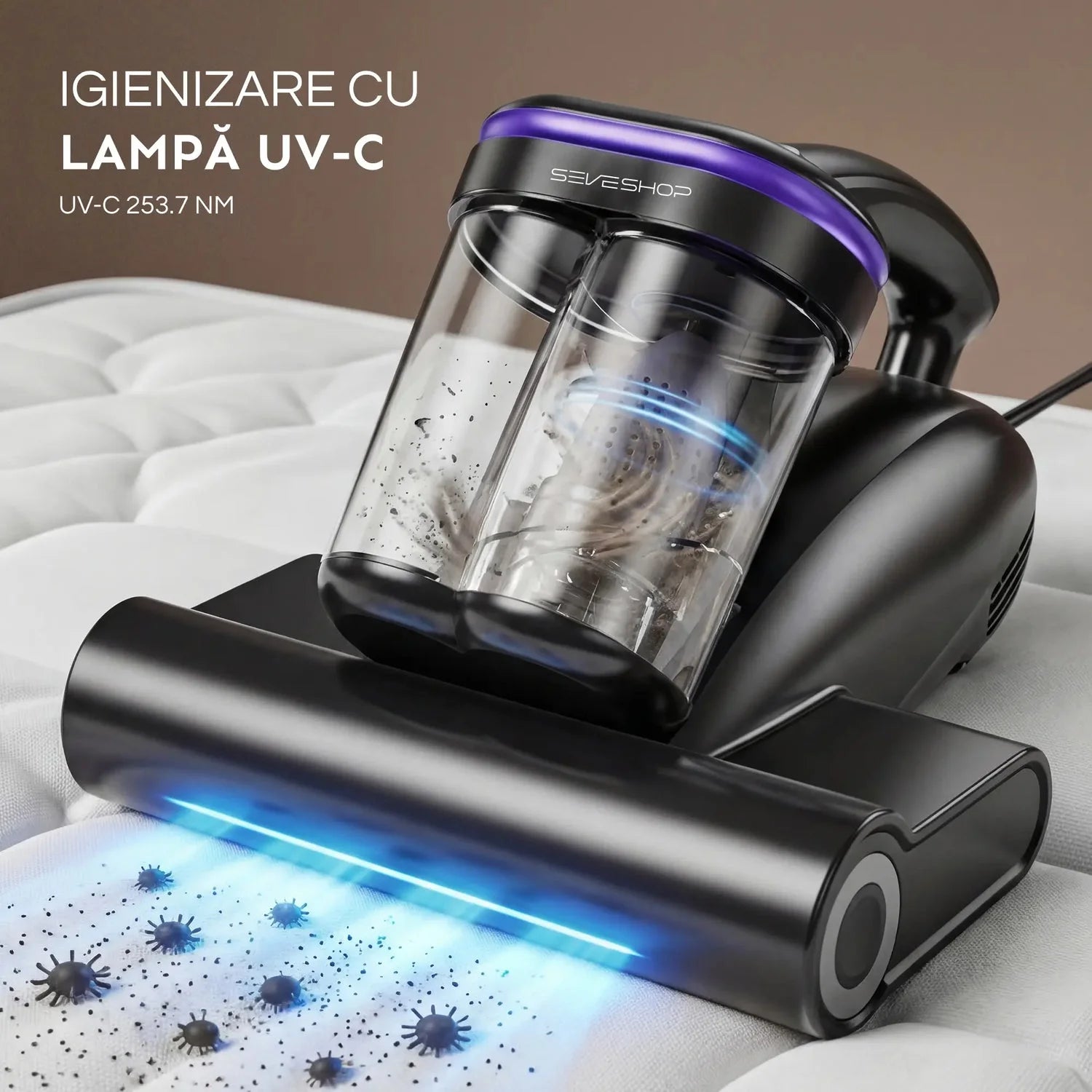 Aspirator Antiacarieni cu UV-C si Filtru HEPA Lavabil, 500W, 16000Pa SeveShop