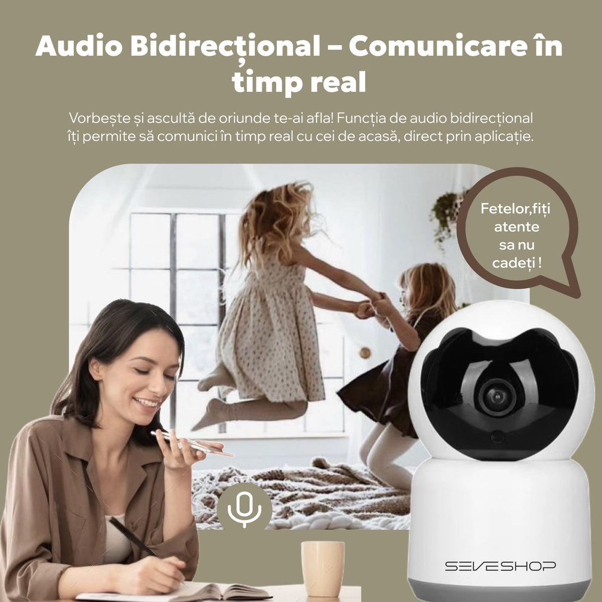 Baby Monitor audio bidirectional, comunicare in timp real din aplicatie