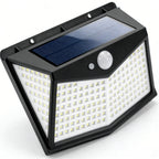 lampa solara de exterior cu 212 LED-uri si senzor de miscare pentru iluminare curte si gradina