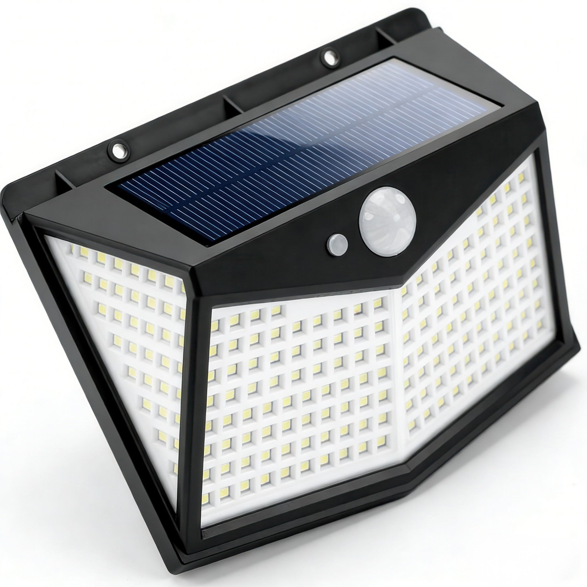 lampa solara de exterior cu 212 LED-uri si senzor de miscare pentru iluminare curte si gradina