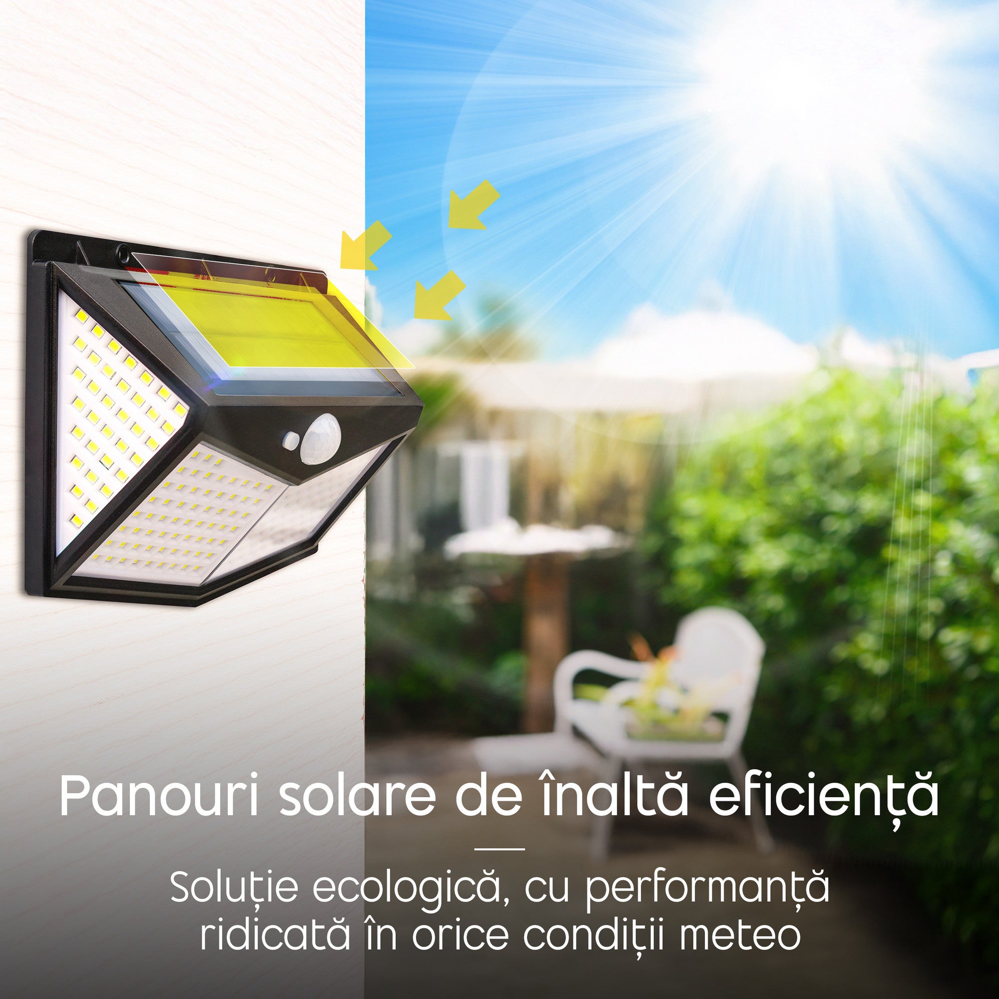 lampa solara LED utilizata pentru iluminarea aleii si intrarii in curte pe timp de noapte