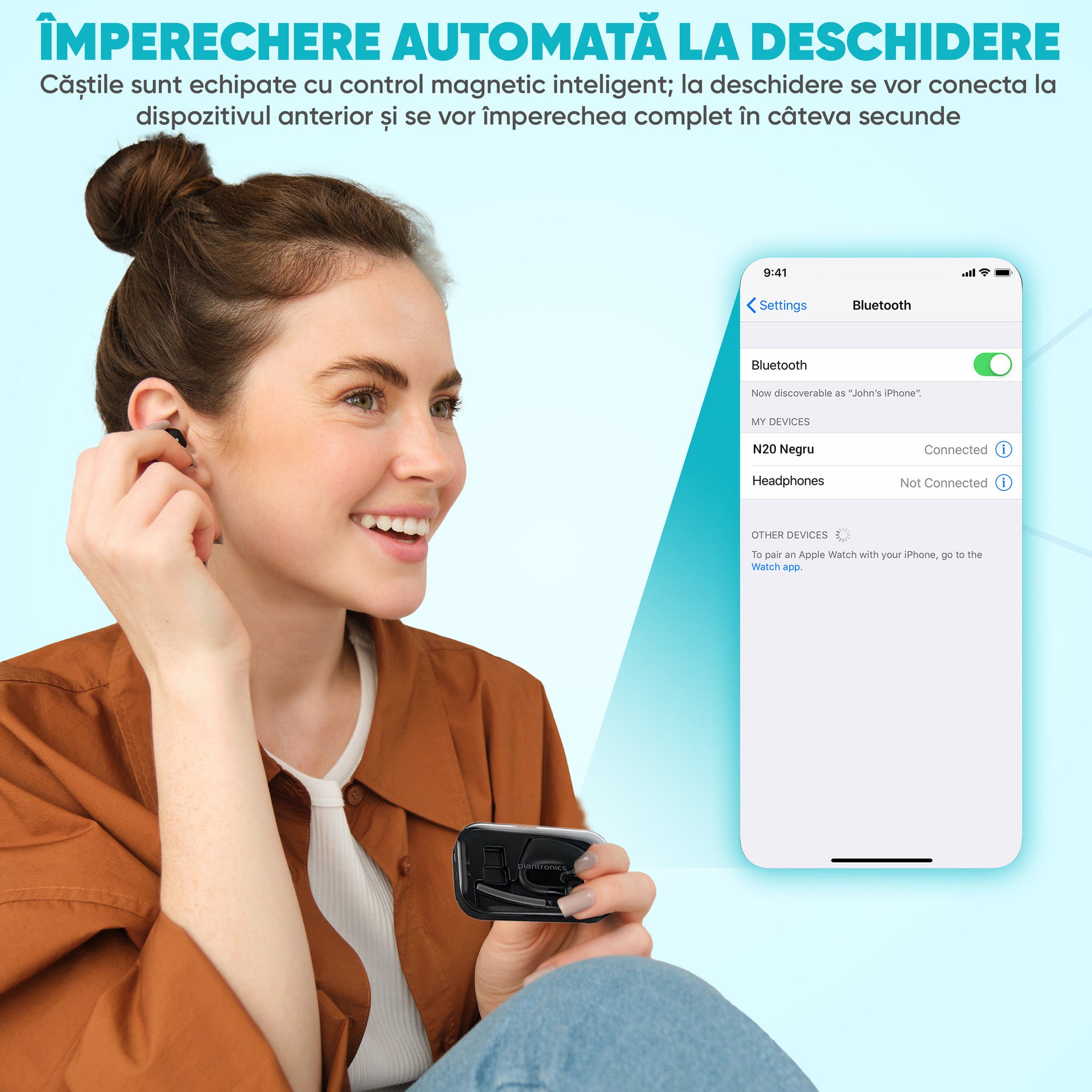 căști wireless cu microfon dual pentru apeluri clare în orice mediu