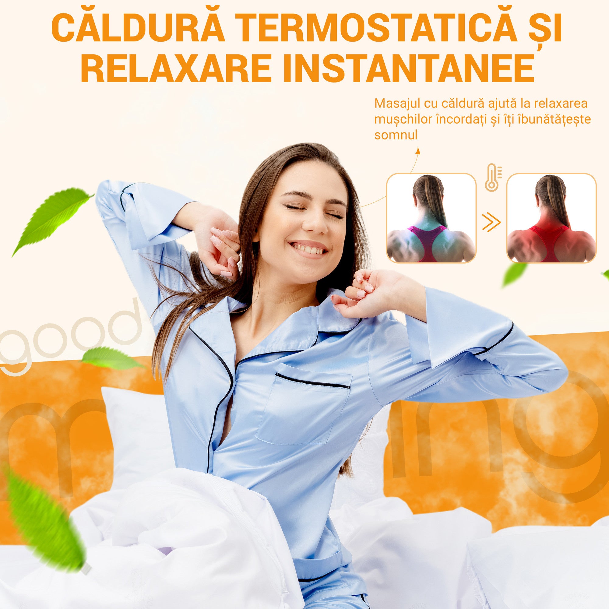 perna de masaj Shiatsu utilizata pentru relaxarea muschilor gatului si umerilor acasa