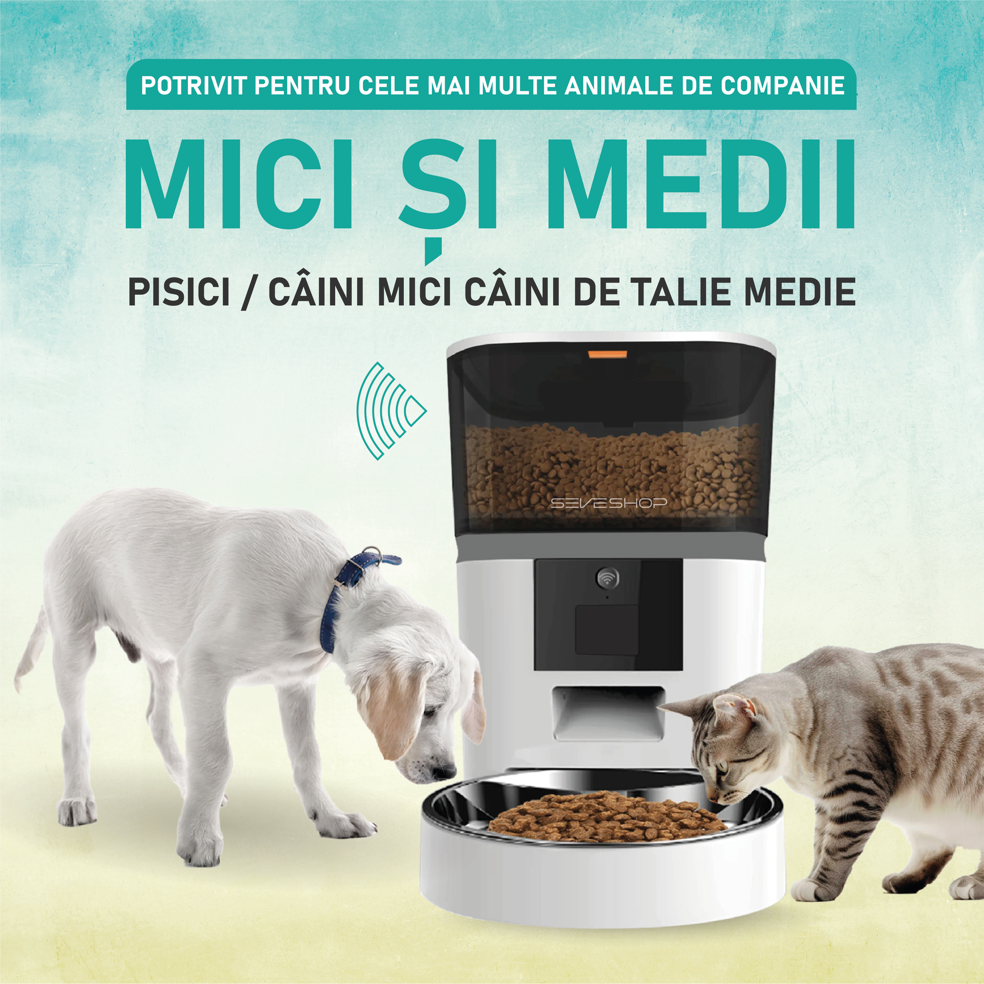 hranitor automat utilizat pentru hranirea cainilor si pisicilor cu programare mese