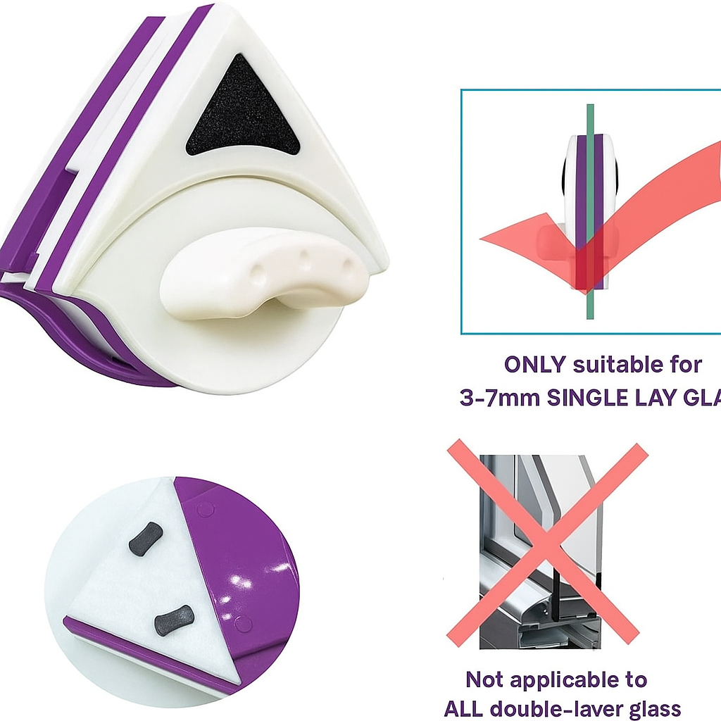 stergator geam magnetic cu maner ergonomic pentru utilizare confortabila si control mai bun