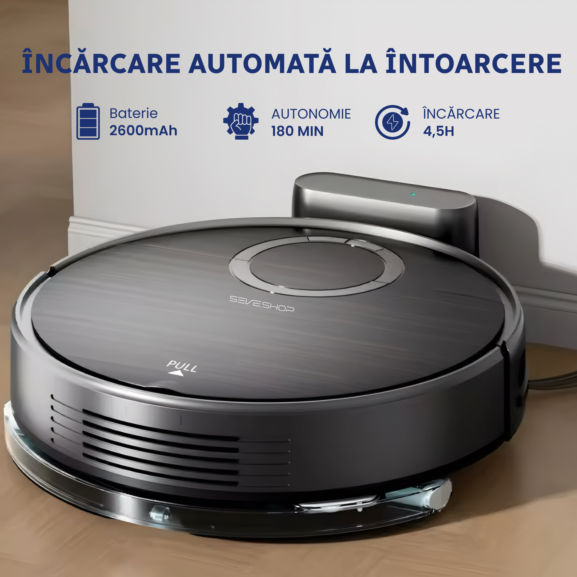 robot aspirator cu functie mop si reglare nivel apa pentru spalare eficienta