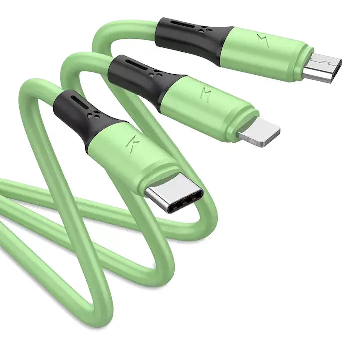 cablu de date 3 în 1 cu USB-C, Lightning și MicroUSB pentru încărcare rapidă