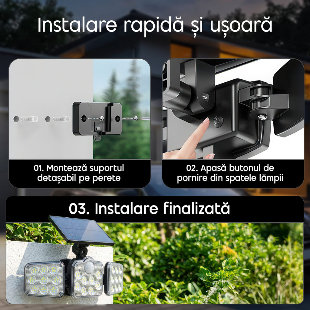 lampă solară folosită pentru iluminarea curții și grădinii noaptea