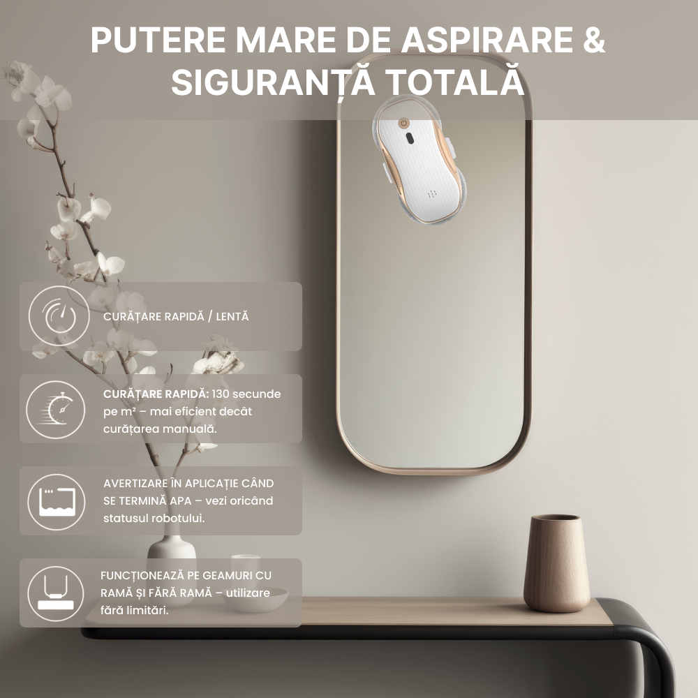robot pentru spalat geamuri cu aspirare puternica si navigare inteligenta