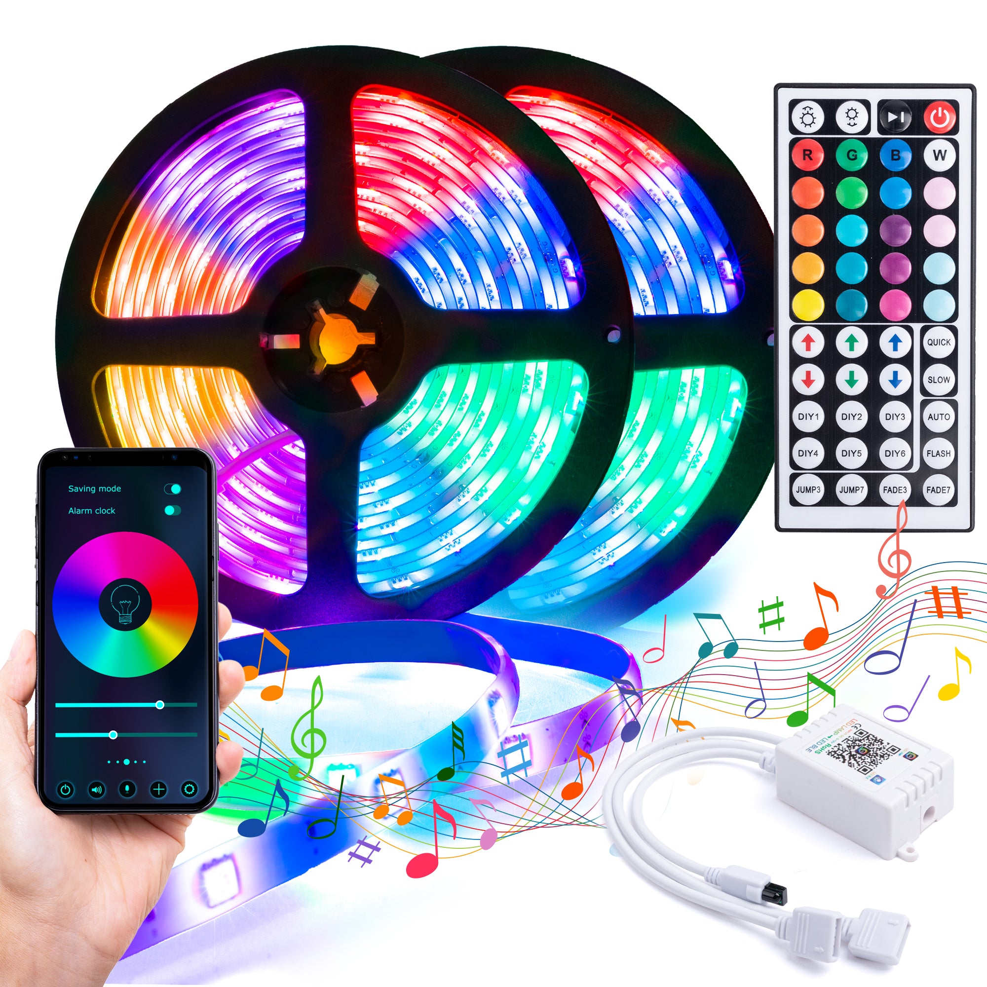 bandă LED RGB cu telecomandă pentru control rapid al iluminarii