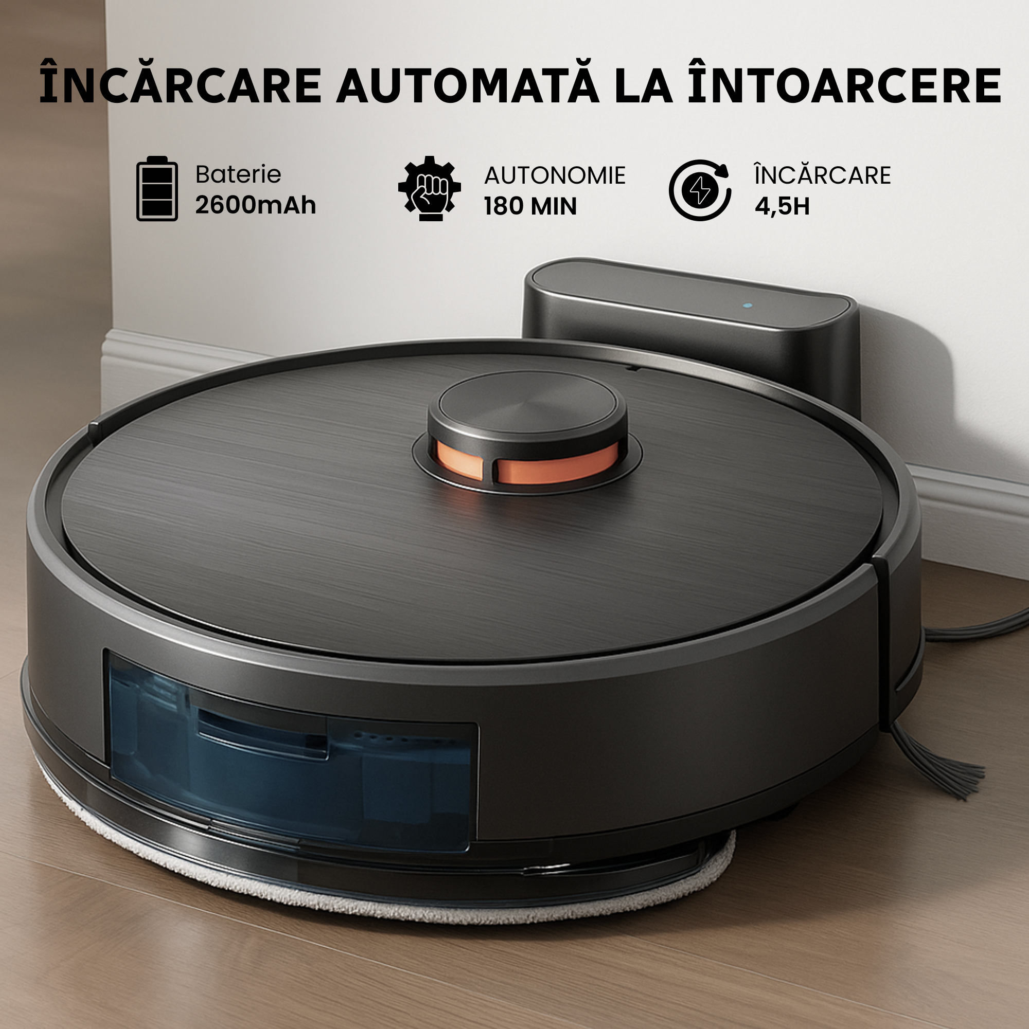 robot aspirator cu mop utilizat pentru curatarea automata a podelelor si covoarelor