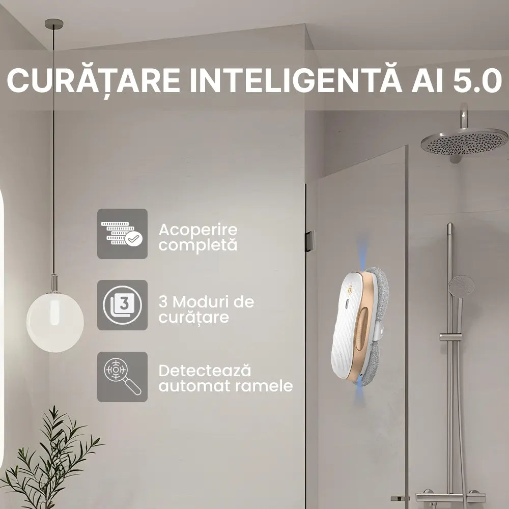 dispozitiv curatare geamuri fara efort cu aderenta puternica si AI
