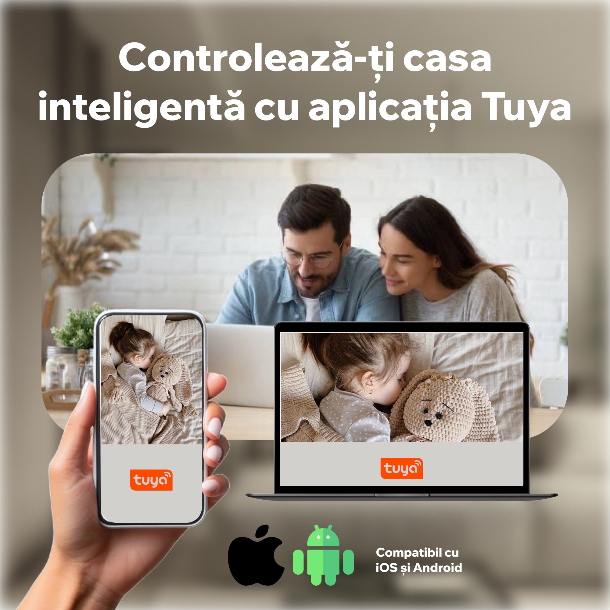 Baby Monitor control de pe telefon si laptop din aplicatia Tuya, iOS si Android