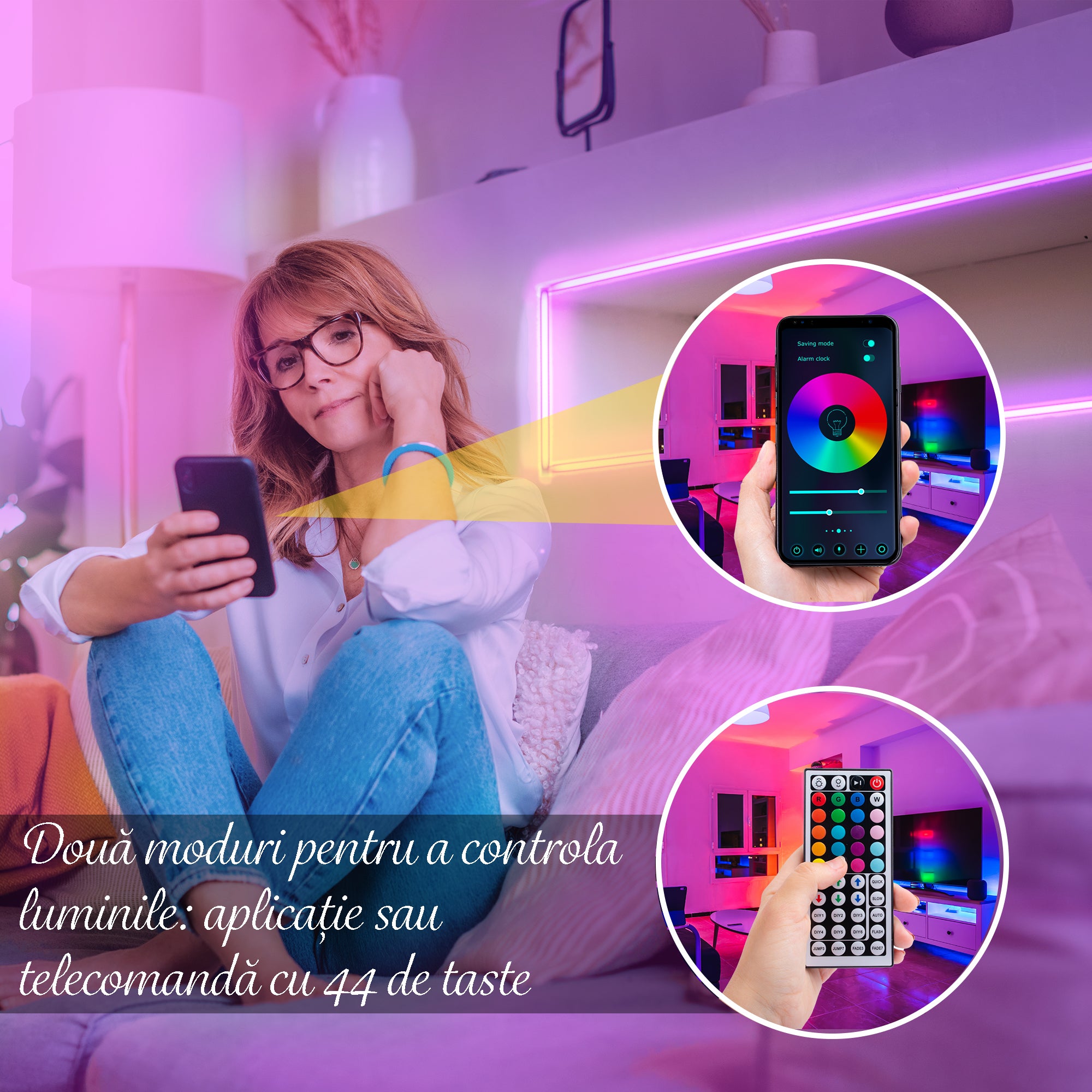 bandă LED RGB pentru gaming setup și decor modern de cameră