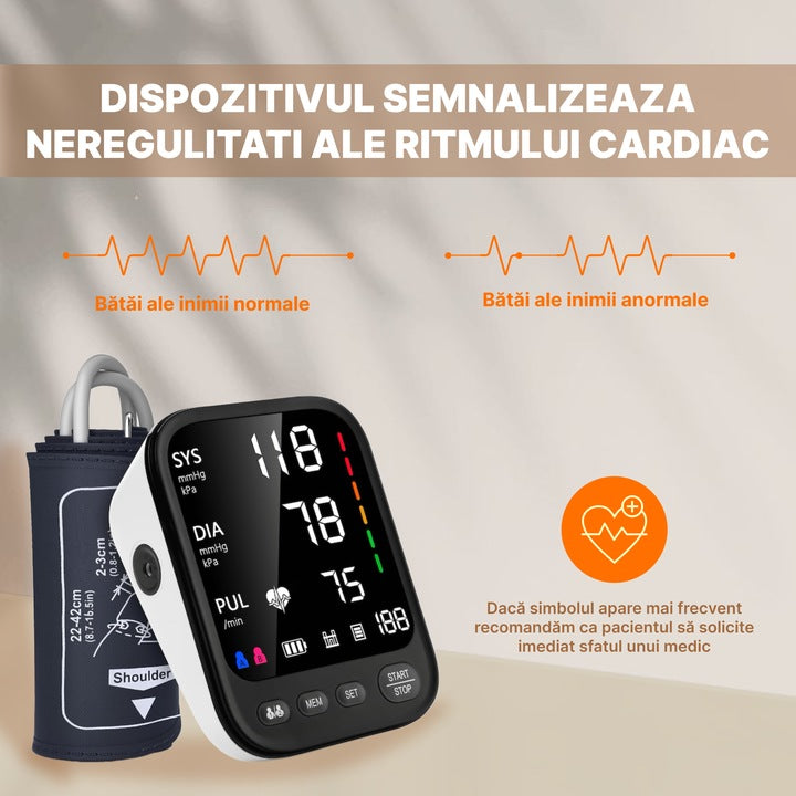 dispozitiv masurare tensiune cu detectare aritmie pentru monitorizare suplimentara a sanatatii