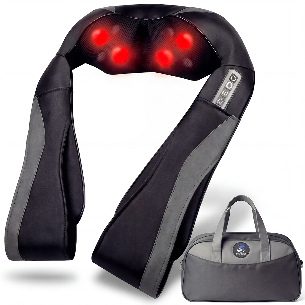 aparat de masaj Shiatsu 3D cu 8 noduri si functie de caldura pentru gat si spate