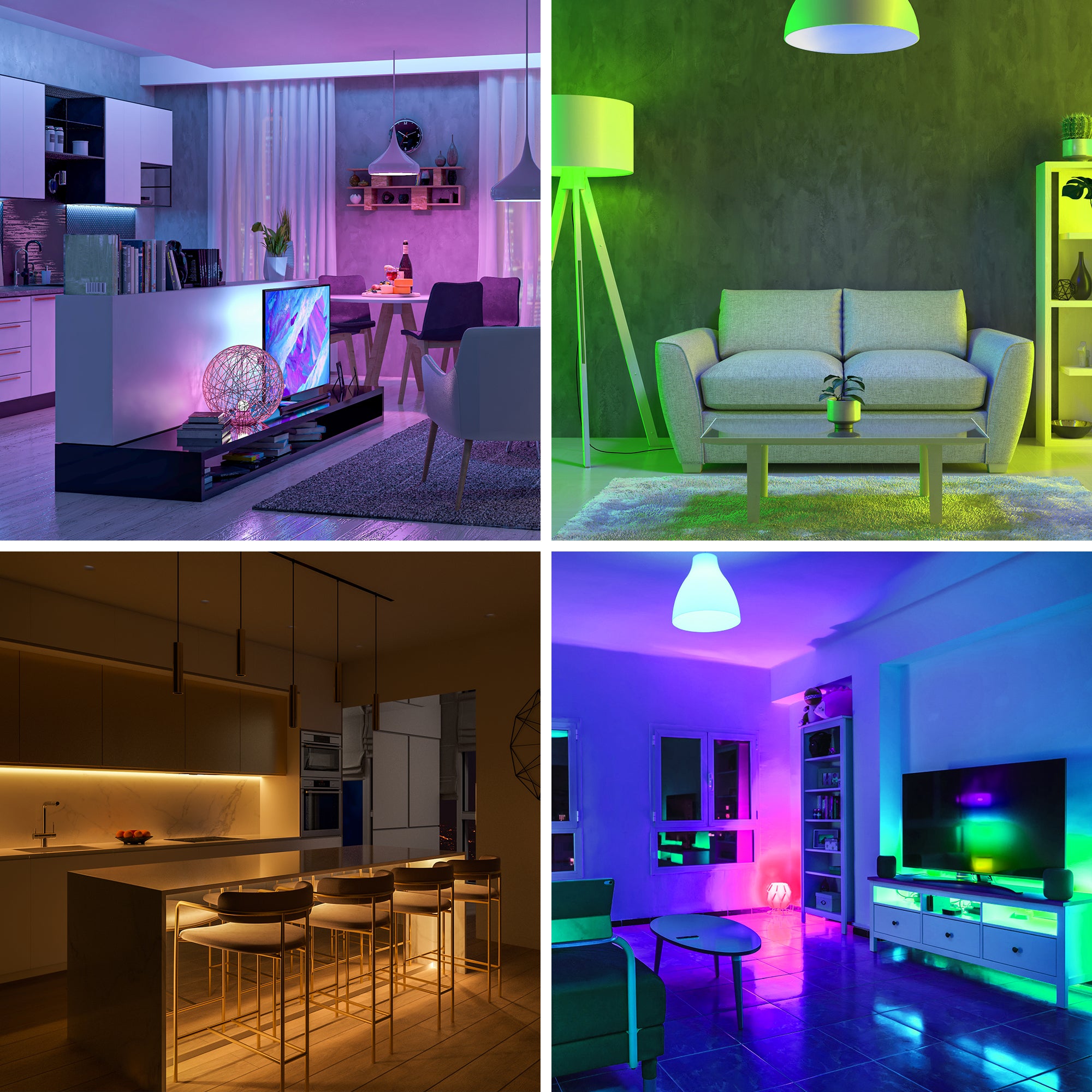 Bandă LED RGB 2 x 5m, Control din Aplicație, Sincronizare Muzică, IP65