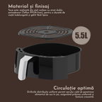 Friteuza cu Aer Cald 5.5L, 8 Programe Digitale si 1400W, Fara Ulei — RESIGILAT