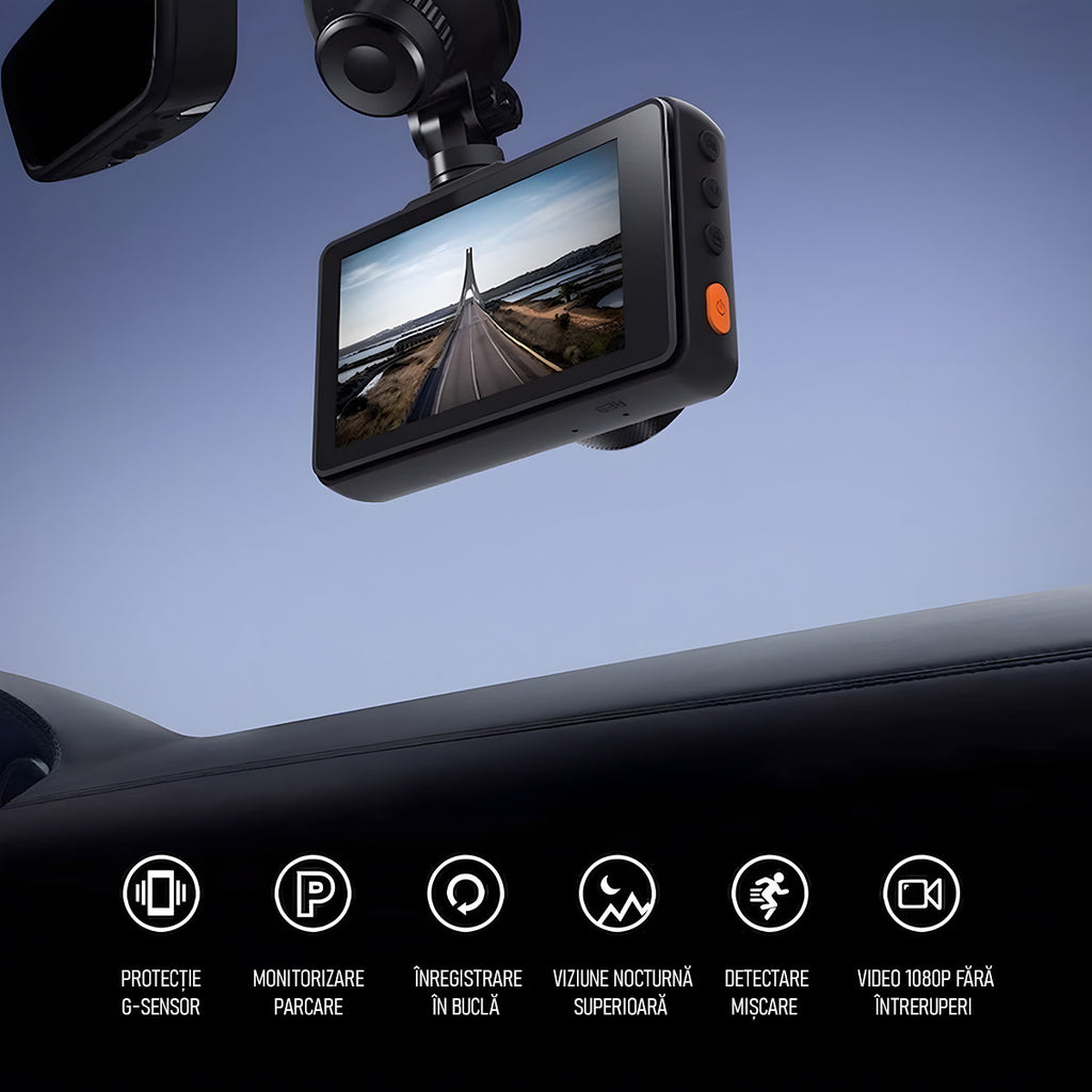 Cameră Auto DVR Full HD 1080P, 170°, Night Vision și G-Sensor — RESIGILAT