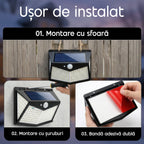 proiector solar cu 212 LED-uri si reflector pentru acoperire luminoasa extinsa in exterior