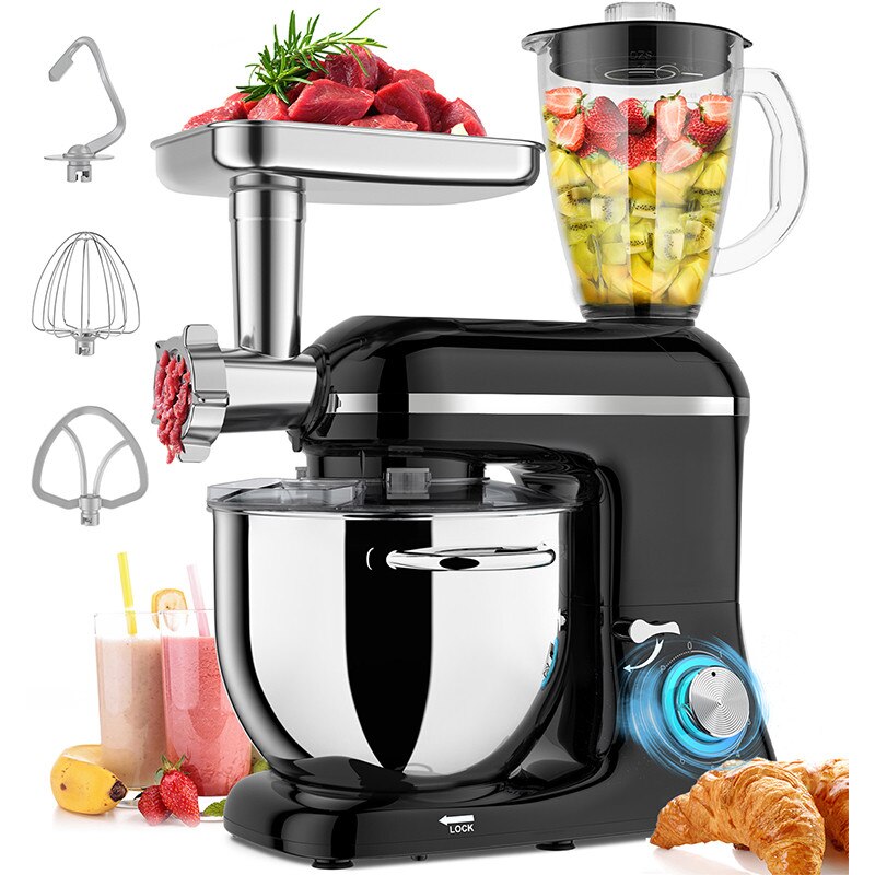 robot de bucătărie 3 în 1 cu bol inox 7L, blender și mașină de tocat