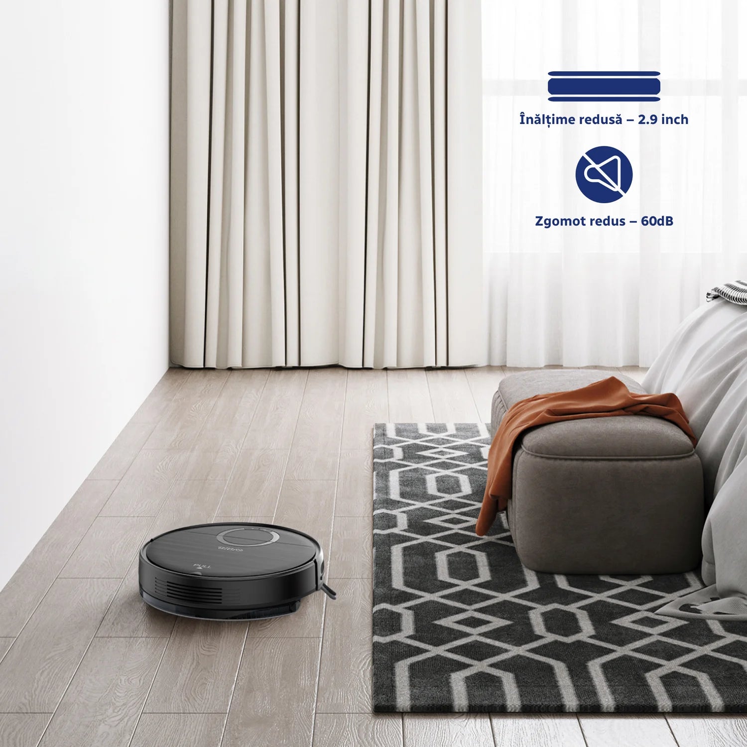 aspirator robot 2 în 1 cu profil subțire pentru curățare sub mobilier