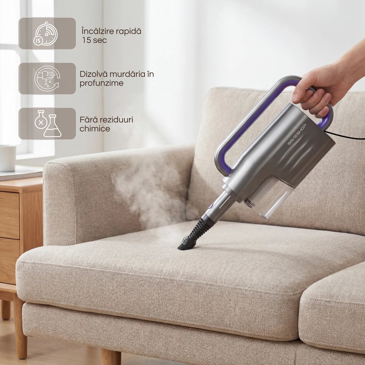 Aparat de Curatat cu Aburi SC-06, 1200W, Incalzire Rapida 15s SeveShop
