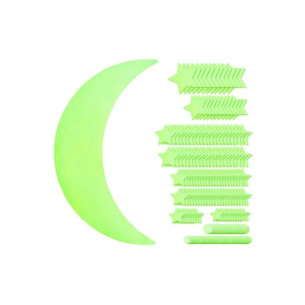 set 205 stickere fosforescente cu lună, stele și buline pentru tavan și pereți