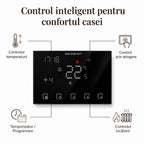 Funcțiile termostatului BHT-8000RF: temperatură, control tactil, programare și încălzire