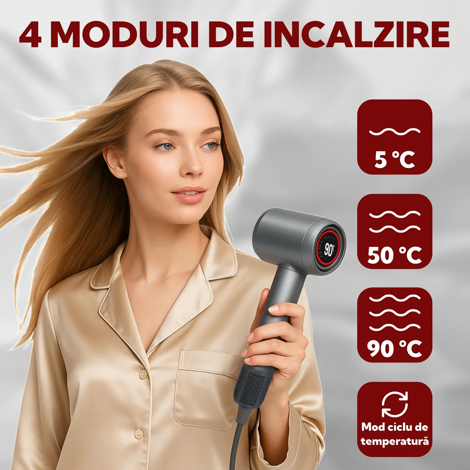 uscator de par cu ioni negativi pentru par neted si reducerea efectului de frizz